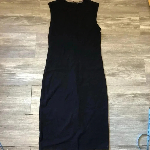 Vince Knit Sheath Midi Dress Crew Neck Stretch Sleeveless Navy Sz XS - Picture 3 of 11